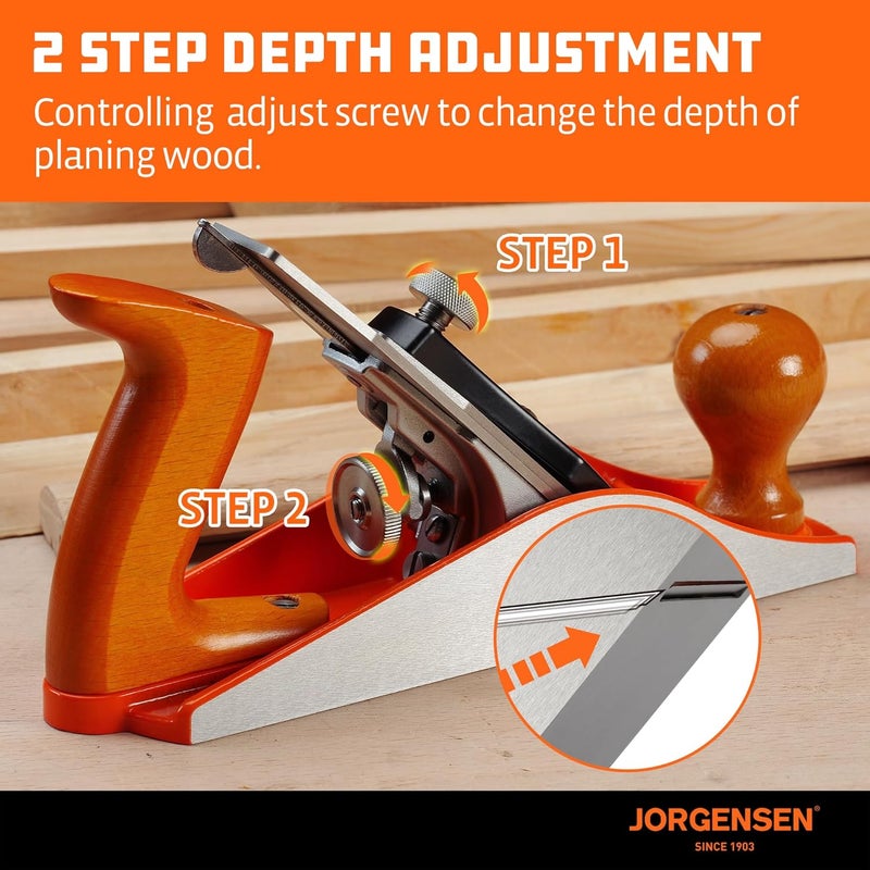 Jorgensen No.4 10" Wood Planer, Hand Planer for Woodworking, Professional Smoothing Plane for Trimming, Craft - Hand Plane with Ductile Iron Body, Adjustable Cutting Depth - Image 5